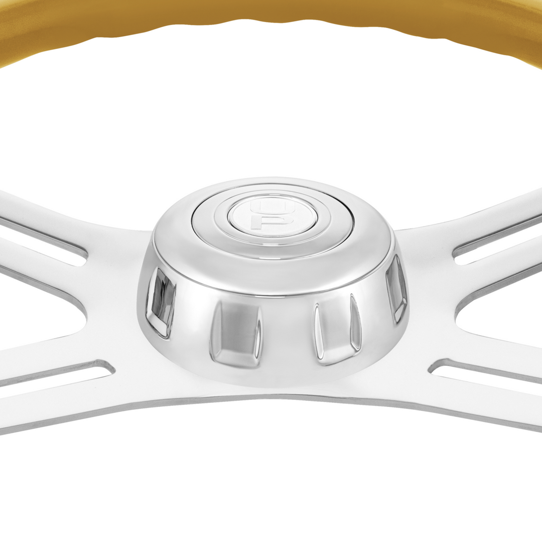 18" Candy Color 4 Spoke Steering Wheel With Chrome Horn Bezel And Horn Button