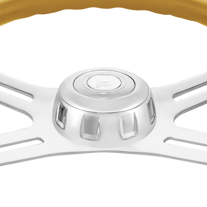 18" Candy Color 4 Spoke Steering Wheel With Chrome Horn Bezel And Horn Button