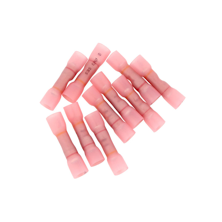 12 - 10 to 8 AWG CS Heat Shrink Step - Down Butt Connector - Pink (10-Pack)