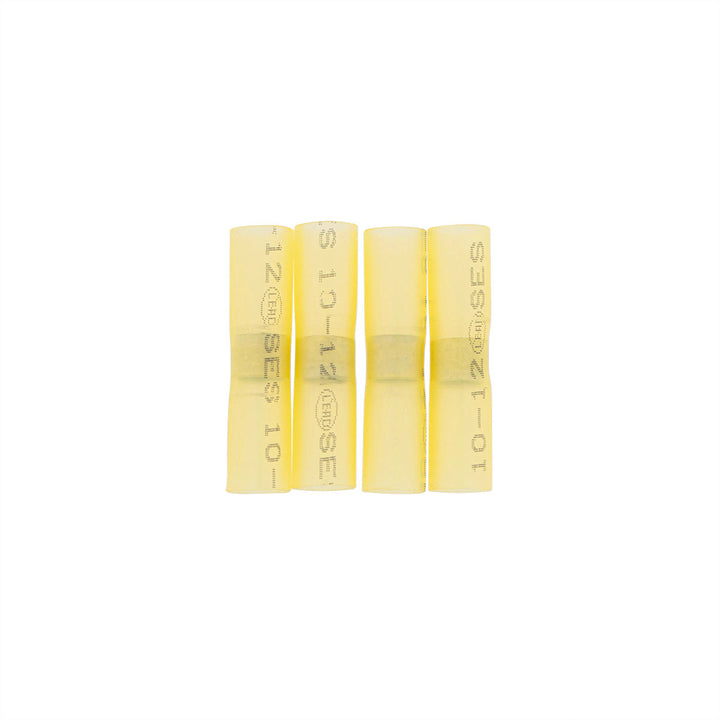 12-10 AWG Stainless Steel Heat Shrink Butt Connector - Yellow (4-Pack)