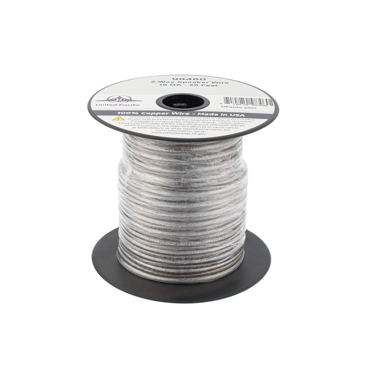 18 Awg 2-Way Clear Speaker Wire Bonded 50 Ft