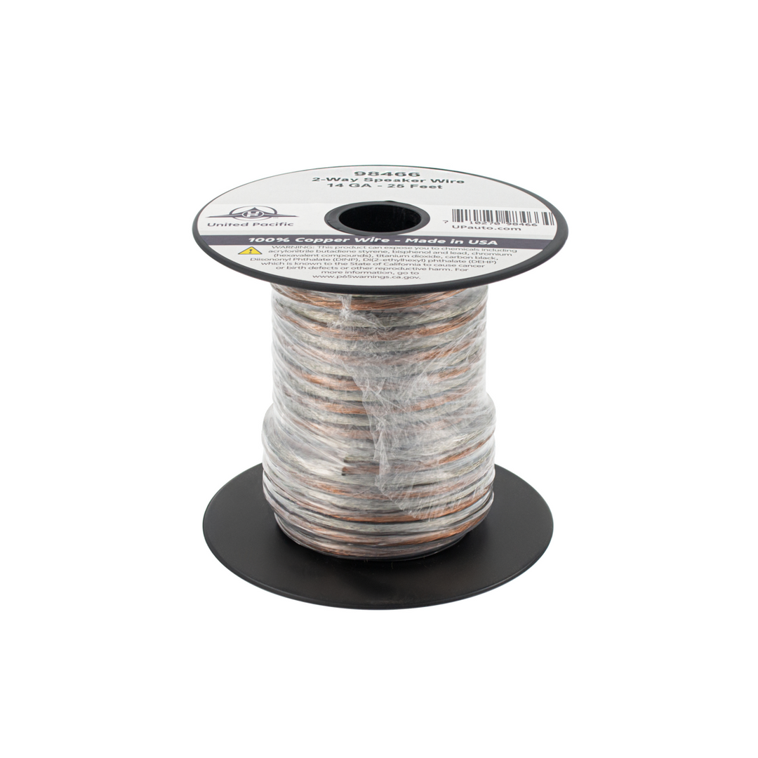 14 AWG 2-Way Clear Speaker Wire Bonded 25 Ft