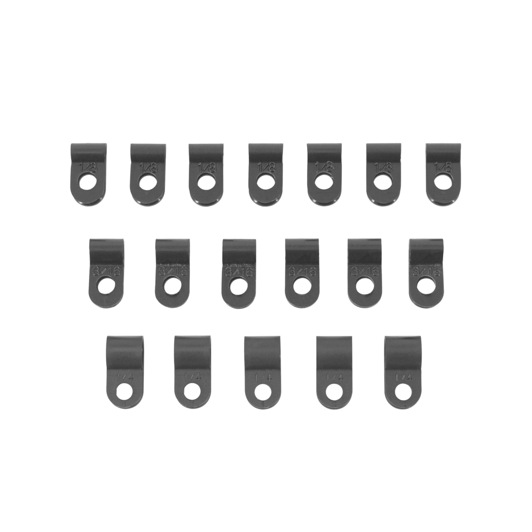 1/8, 3/16, 1/4 Nylon Clamp Assortment Black (18-Pack)