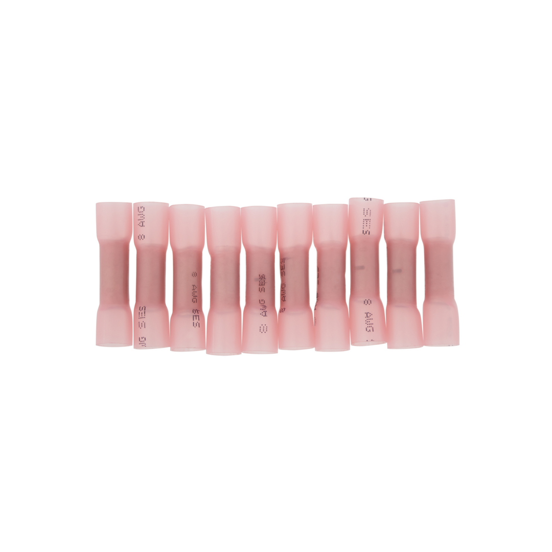 8 AWG Red Crimp &amp; Heat Shrink Seal Butt Connector (10-Pack)
