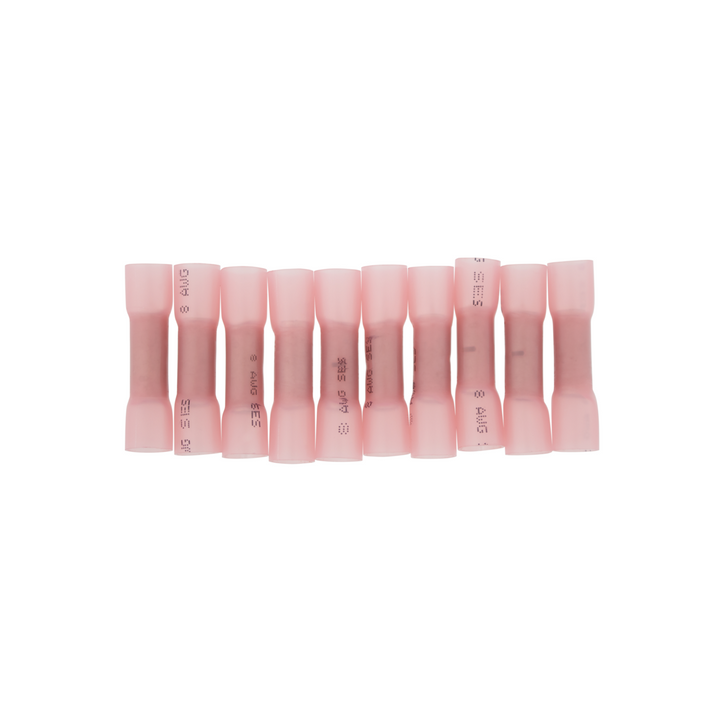 8 AWG Red Crimp &amp; Heat Shrink Seal Butt Connector (10-Pack)