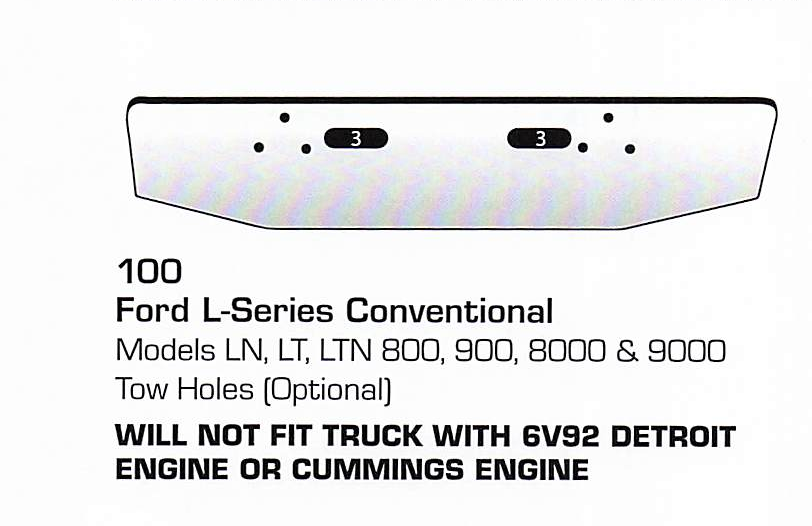 Ford L-Series/LN/LT/LNT/800/900/8000/9000 Conventional Bumper (Tow Holes)