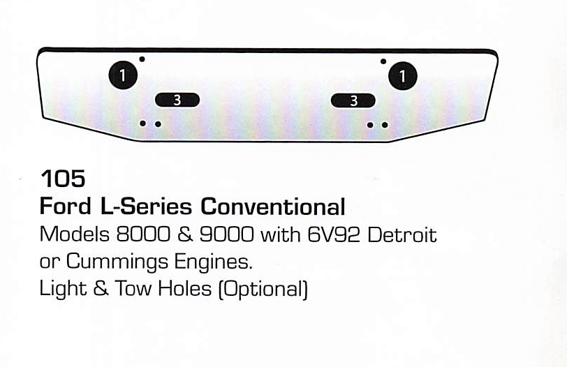 Ford L-Series/8000/9000 Conventional Bumper (Light + Tow Holes)