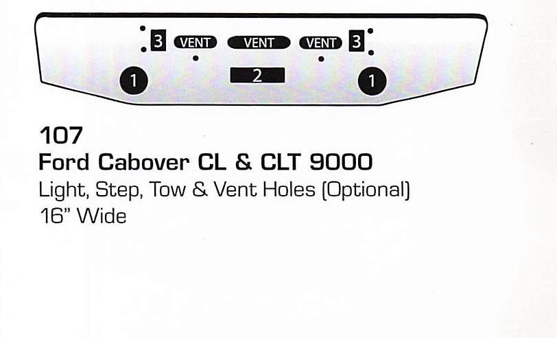 Ford Cabover CL/CLT 9000 Cabover Bumper (Light + Step + Vent Holes)