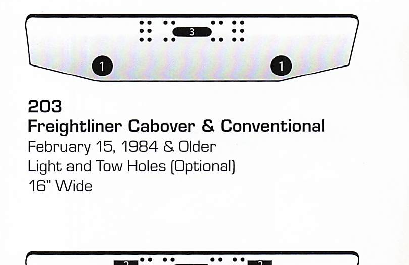 Feb 15 1984 &amp; older Freightliner Cabover/Conventional Conventional Bumper (Light + Tow Holes)