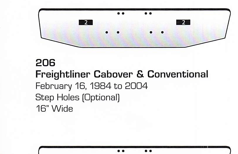 Feb 16 1984 to 2004 Freightliner Cabover/Conventional Conventional Bumper (Step Holes)