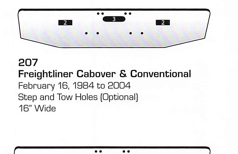 Feb 16 1984 to 2004 Freightliner Cabover/Conventional Conventional Bumper (Step + Tow Holes)