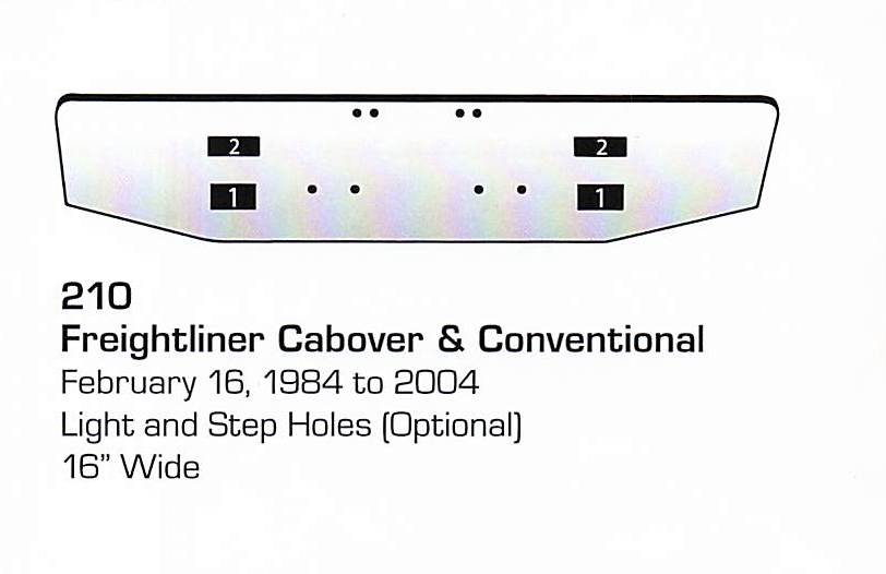 Feb 16 1984 to 2004 Freightliner Cabover/Conventional Conventional Bumper (Light + Step Holes)