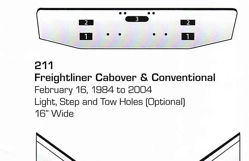 Feb 16 1984 to 2004 Freightliner Cabover/Conventional Conventional Bumper (Light + Step + Tow Holes)