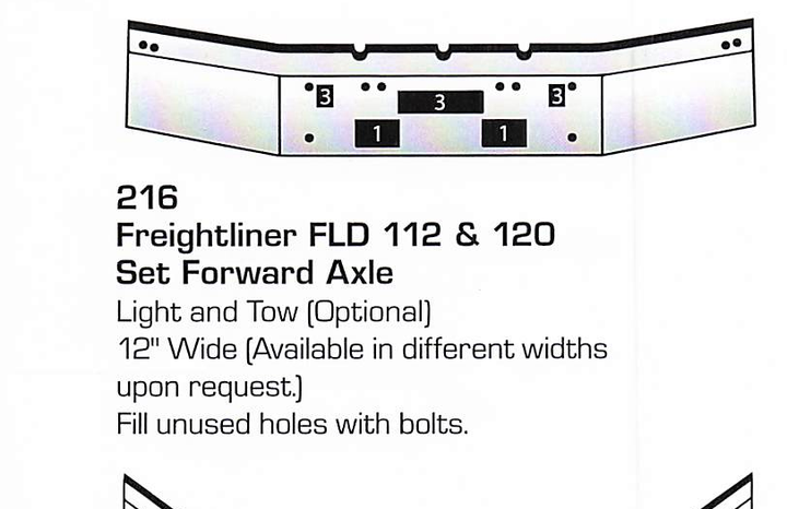Freightliner FLD 112/FLD 120 Set Forward Axle Bumper (Light + Tow Holes)