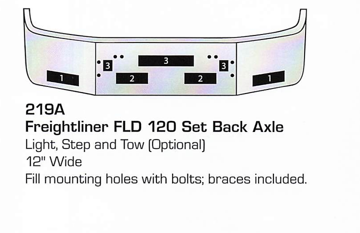 Freightliner FLD 120 Set Back Axle Bumper (Light + Step + Tow Holes)