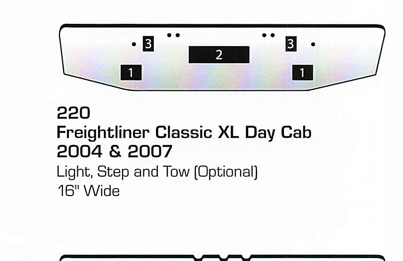 2004 &amp; 2007 Freightliner Classic XL Day Cab Conventional Bumper (Light + Step + Tow Holes)
