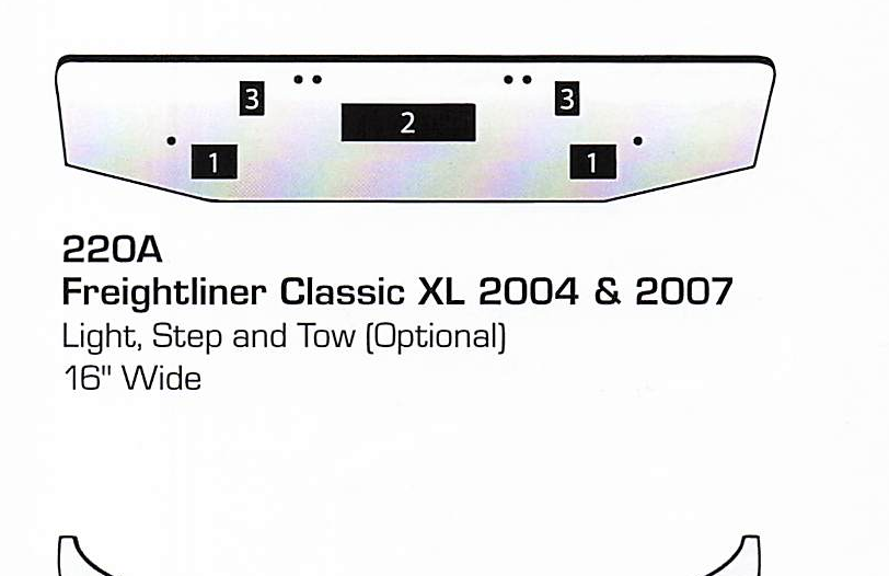 2004 &amp; 2007 Freightliner Classic XL Conventional Bumper (Light + Tow Holes)