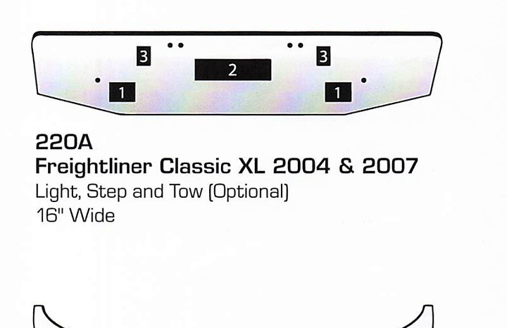 2004 &amp; 2007 Freightliner Classic XL Conventional Bumper (Light + Tow Holes)