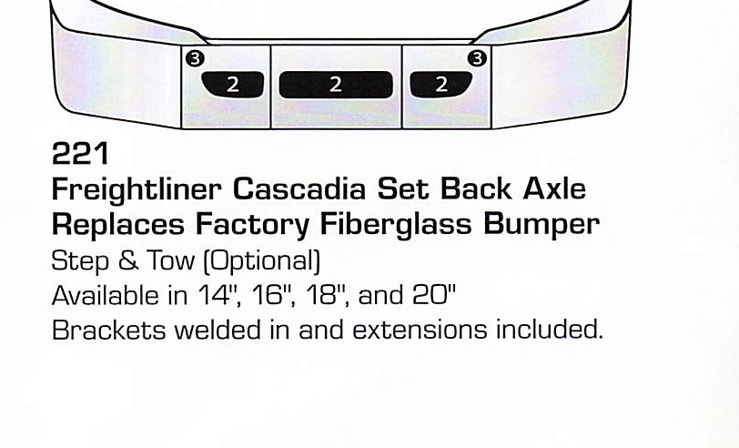 Freightliner Cascadia Set Back Axle Bumper (Step + Tow Holes)