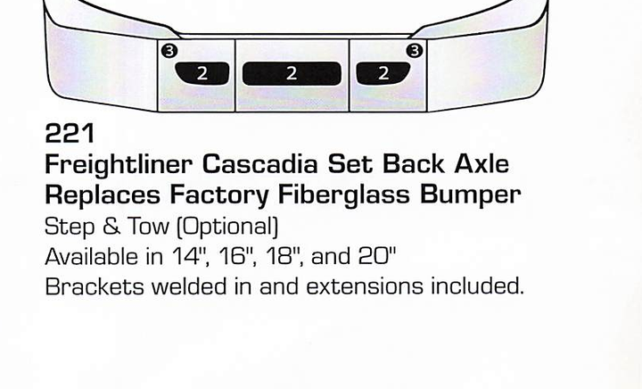 Freightliner Cascadia Set Back Axle Bumper (Step + Tow Holes)