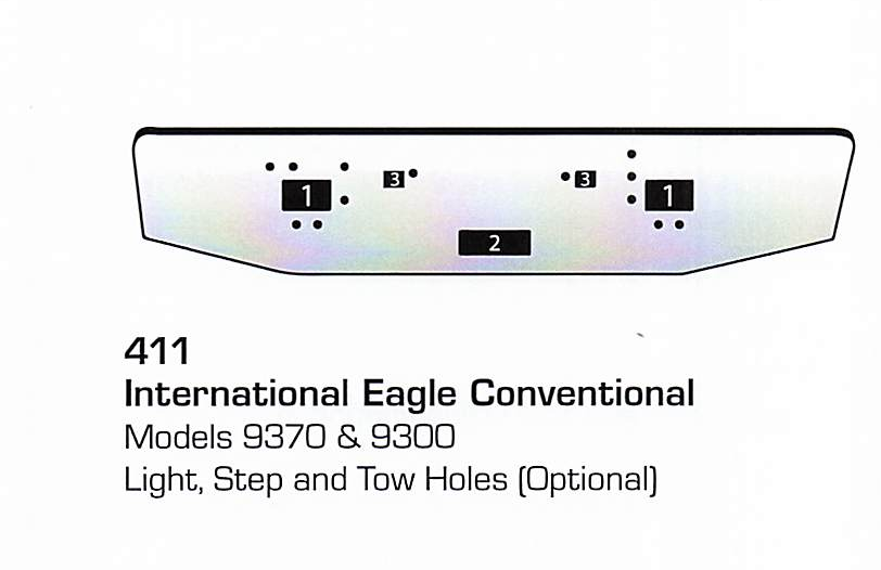 International Eagle/9070/9300 Conventional Bumper (Light + Step + Tow Holes)