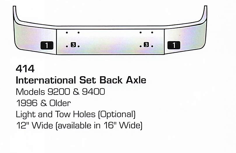 1996 &amp; older International 9200/9400 Set Back Axle Bumper (Light + Tow Holes)