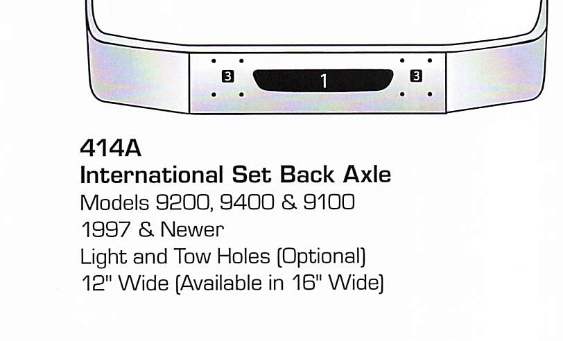 1997 &amp; newer International 9200/9400/9100 Set Back Axle Bumper (Light + Tow Holes)