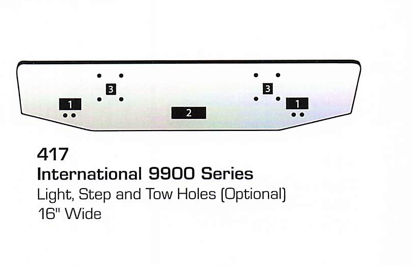 International 9900 Series Conventional Bumper (Light + Tow Holes)