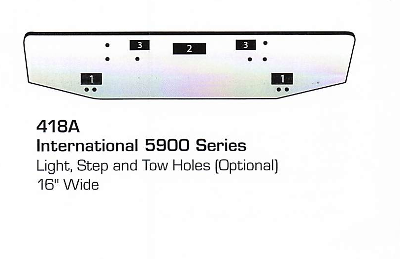International 5900 Series Conventional Bumper (Light + Step + Tow Holes)