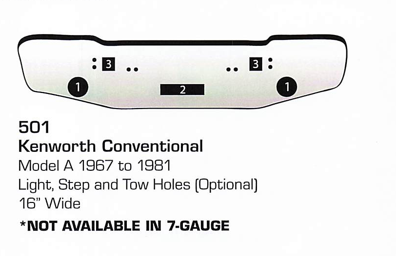1967 to 1981 Kenworth A Conventional Bumper (Light + Step + Tow Holes)