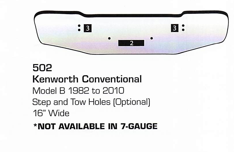 1982 to 2010 Kenworth B Conventional Bumper (Step + Tow Holes)