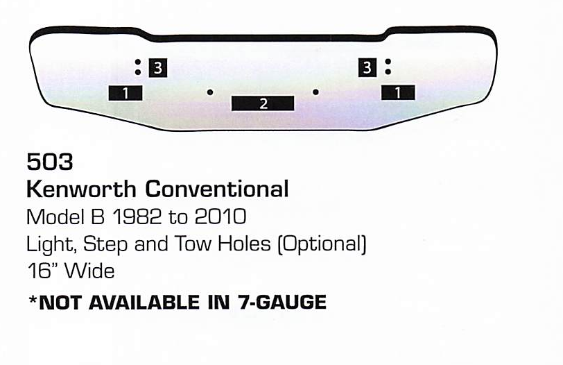 1982 to 2010 Kenworth B Conventional Bumper (Light + Tow Holes)