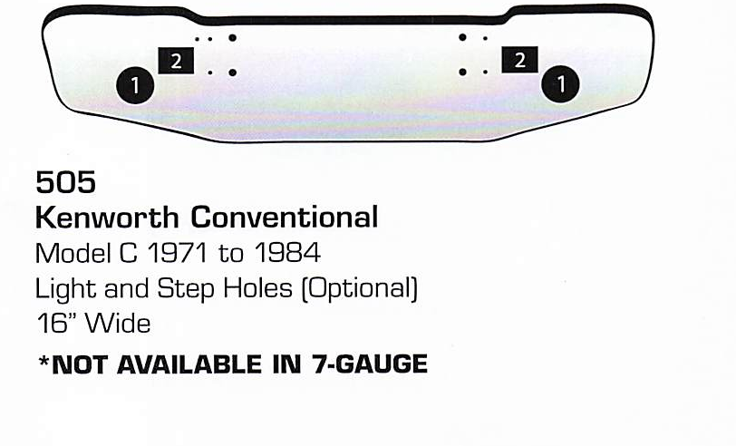 1971 to 1984 Kenworth C Cabover Bumper (Light + Step Holes)
