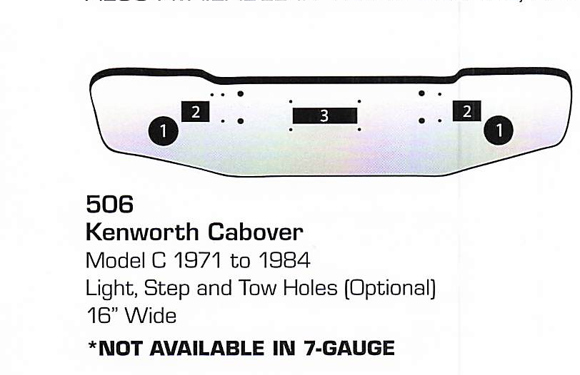 1971 to 1984 Kenworth C Cabover Bumper (Light + Step + Tow Holes)