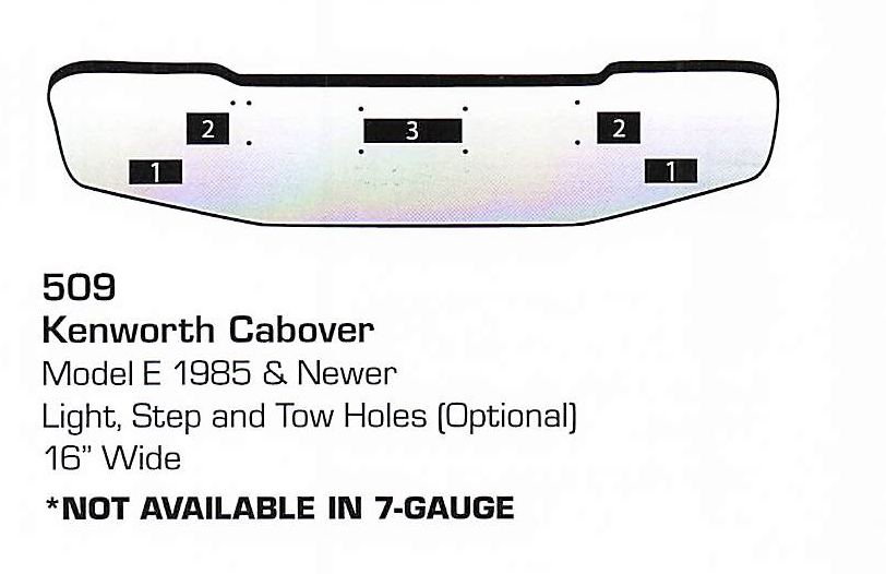 1985 &amp; newer Kenworth C Cabover Bumper (Light + Step + Tow Holes)