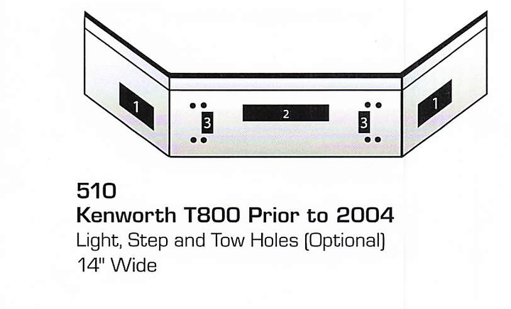 prior to 2004 Kenworth T800 Set Back Axle Bumper (Light + Step + Tow Holes)