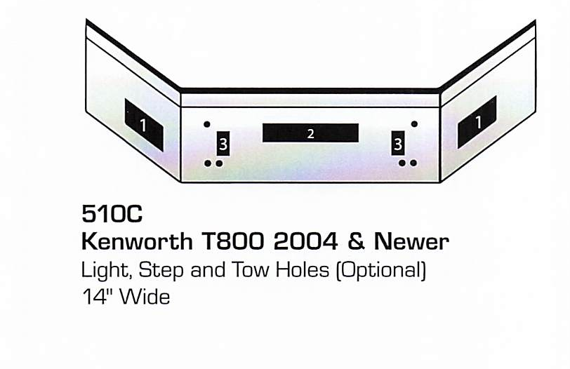 2004 &amp; newer Kenworth T800 Set Back Axle Bumper (Light + Step + Tow Holes)