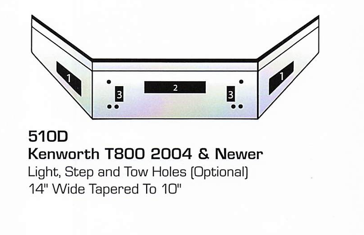 2004 &amp; newer Kenworth T800 Set Back Axle Bumper (Light + Step + Tow Holes)