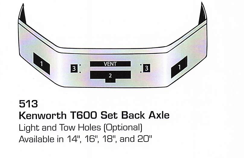 Kenworth T600 Set Back Axle Bumper (Light + Tow Holes)