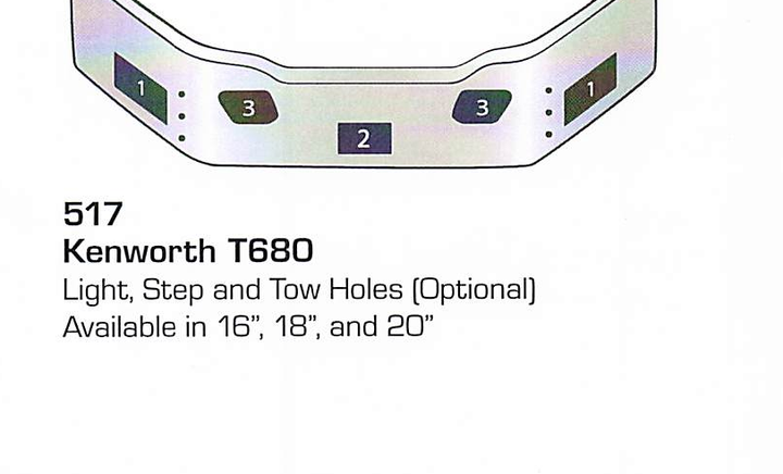 Kenworth T680 Set Back Axle Bumper (Light + Step + Tow Holes)