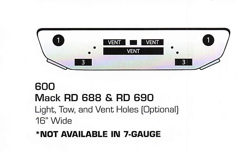 Mack RD 688/RD 690 Conventional Bumper (Light + Step + Vent Holes)