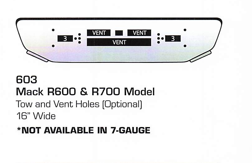 Mack R600/R700 Conventional Bumper (Tow + Vent Holes)