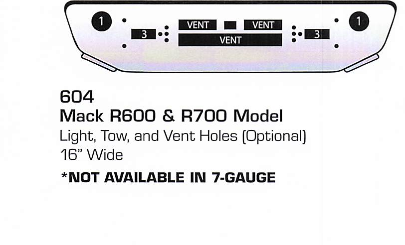 Mack R600/R700 Conventional Bumper (Light + Tow + Vent Holes)