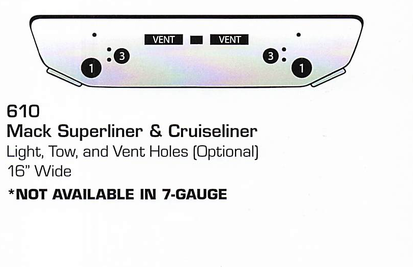 Mack Superliner/Cruiseliner Conventional Bumper (Light + Tow + Vent Holes)
