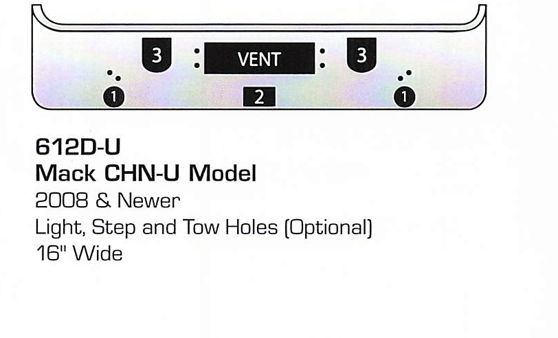 2008 &amp; newer Mack CHN-U Set Forward Axle Bumper (Light + Step + Tow Holes)
