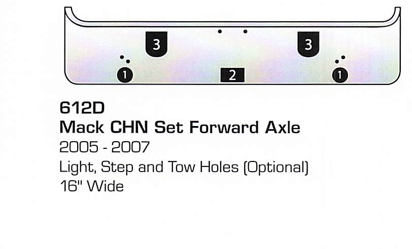 2005-2007 Mack CHN Set Forward Axle Bumper (Light + Step + Tow Holes)