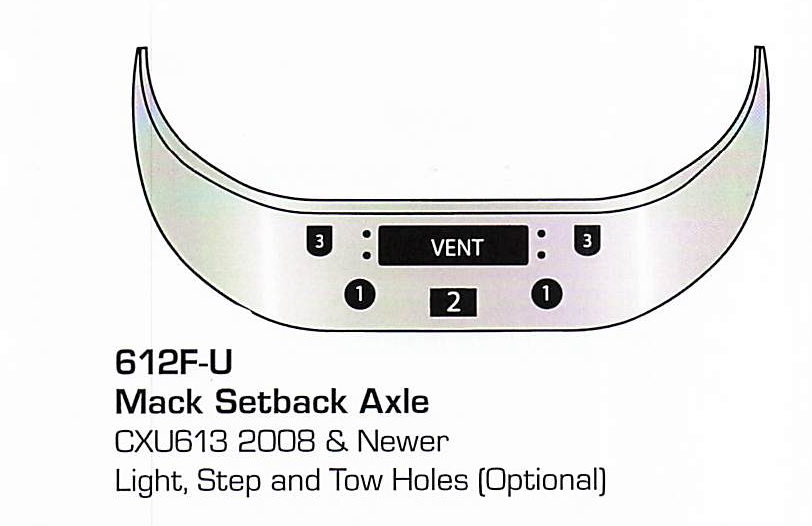 2008 &amp; newer Mack CXU613 Set Back Axle Bumper (Light + Step + Tow Holes)