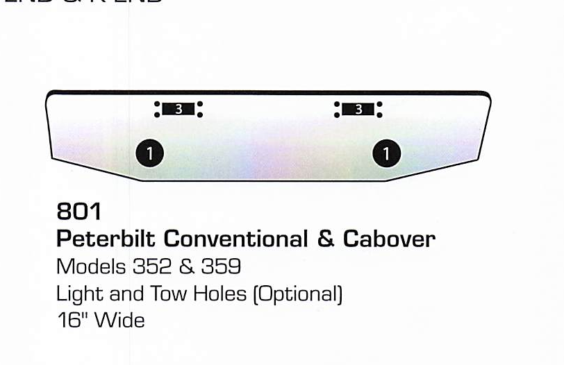 Peterbilt 352/359 Conventional &amp; Cabover Bumper (Light + Tow Holes)