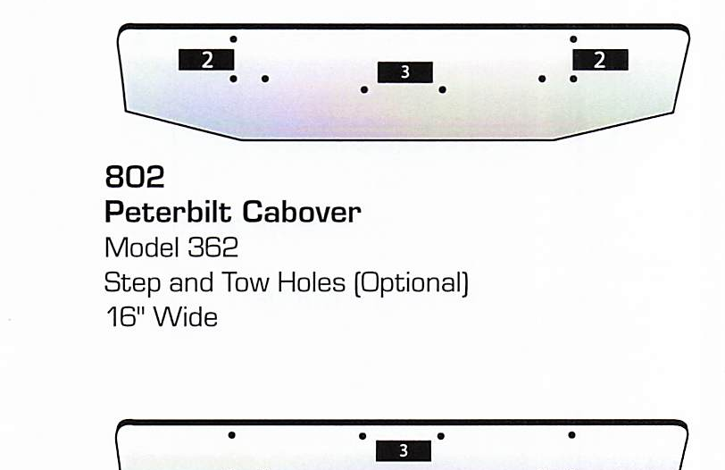 Peterbilt 362 Cabover Bumper (Light + Step + Tow Holes)