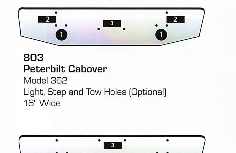 Peterbilt 362 Cabover Bumper (Light + Step + Tow Holes)